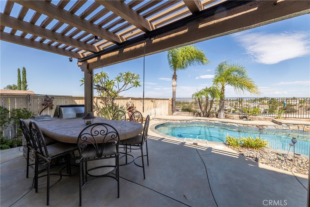 Covered patio and backyard